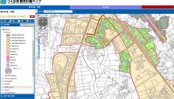 つくば市の都市計画マップ